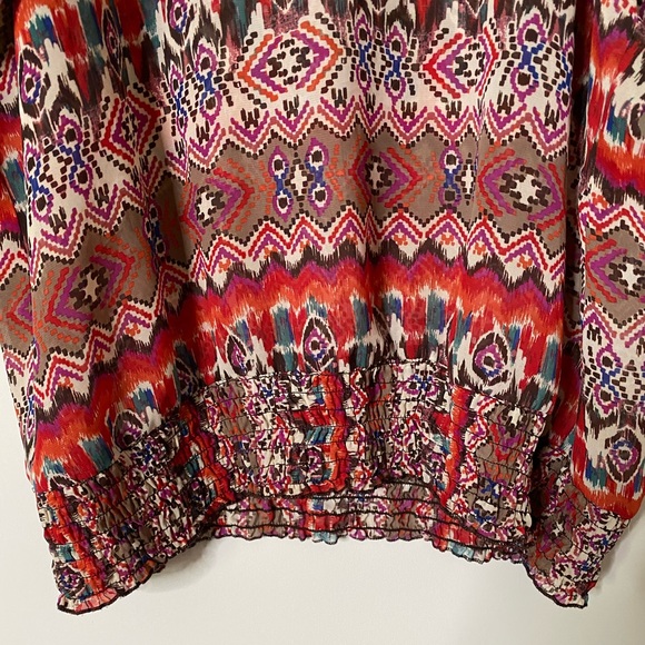 Aztec Print Cold Shoulder Top - Picture 2 of 7